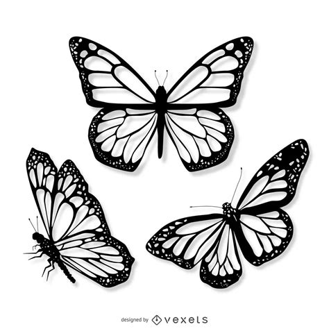 3 Realistic Butterfly Illustration Set Vector Download Butterfly ...