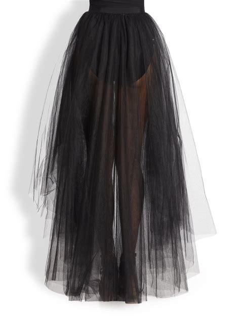 Lyst - Ml Monique Lhuillier Tulle Overlay Skirt in Black