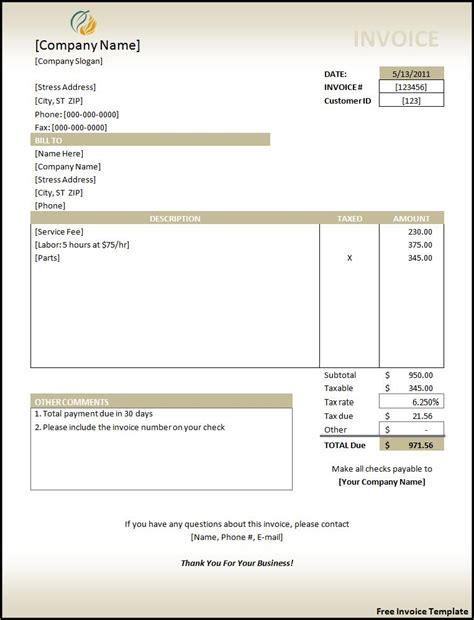 Free Invoice Template | Free Printable Word Templates,