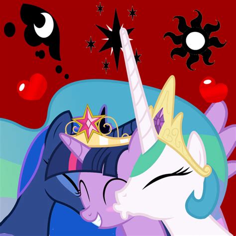 My Little Pony Princess Celestia And Princess Luna Kiss