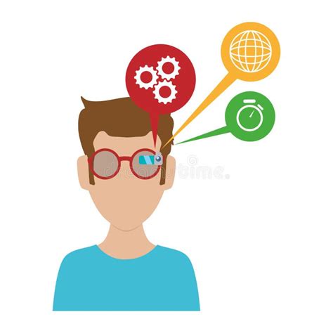 Man with Smart Glasses and Apps Menu Stock Illustration - Illustration of applications, settings ...