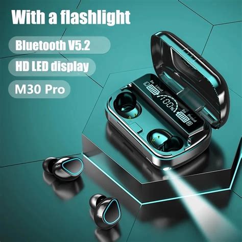 M30-Tws-Bluetooth-Earphones-5-2-9D-Stereo-Headphones-with-Flashlight-Wireless-Earbuds-Waterproof ...