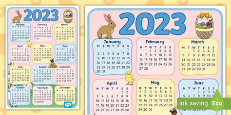 FREE! - Easter Themed 2023 Wall Calendar - Twinkl