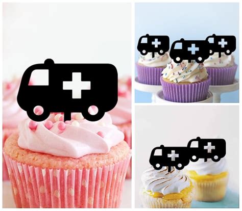 Emergency Car Ambulance Cupcake 10 Toppers Laser Cut Acrylic | Etsy