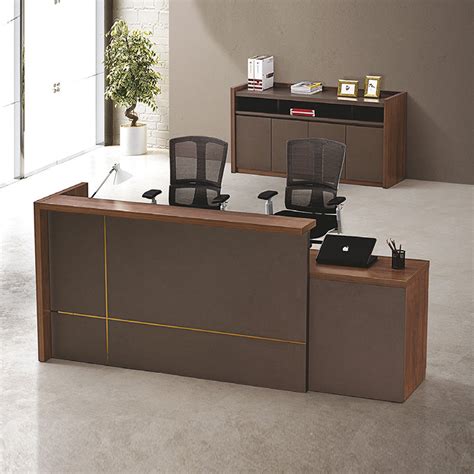 TROY 180cm Walnut & Grey Reception Desk Right Panel | Modern Furniture ...