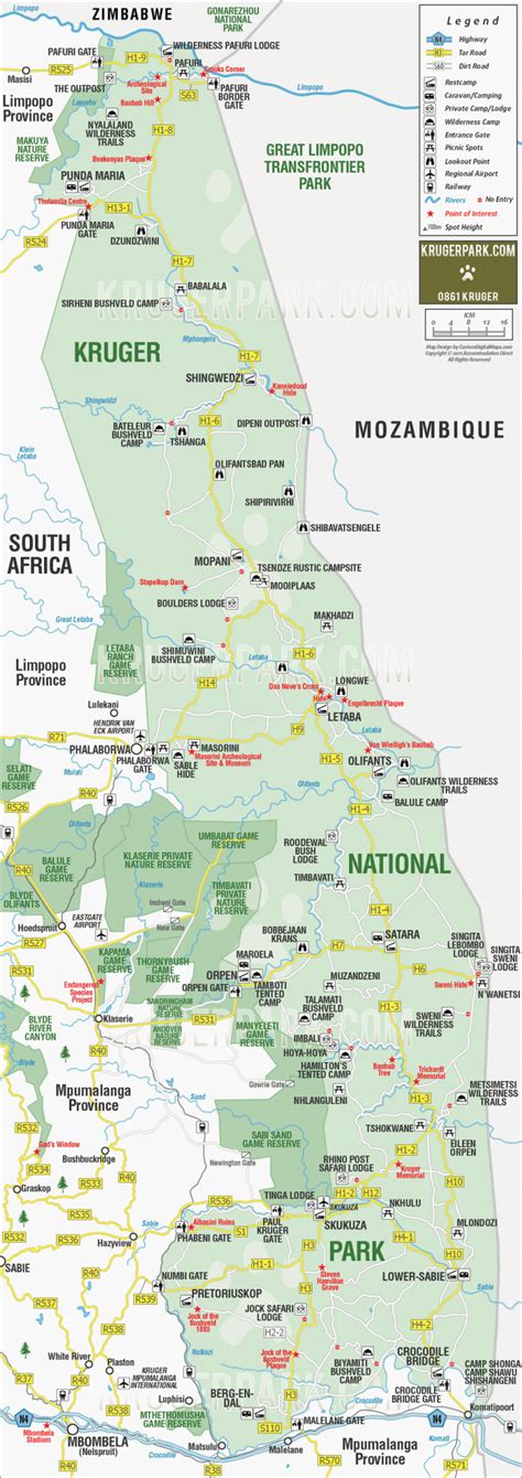 Map Krugerpark | Kruger National Park | Homes of Africa