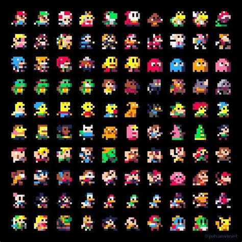 Classic characters as 8x8 sprites / Boing Boing | Pixel art characters ...