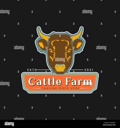 Cow Angus Bison Buffalo Farm Logo with Angus Cow Head Icon Design ...