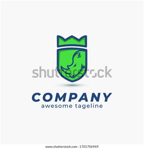 Rhino Logo Template Shield Green Colour Stock Vector (Royalty Free ...