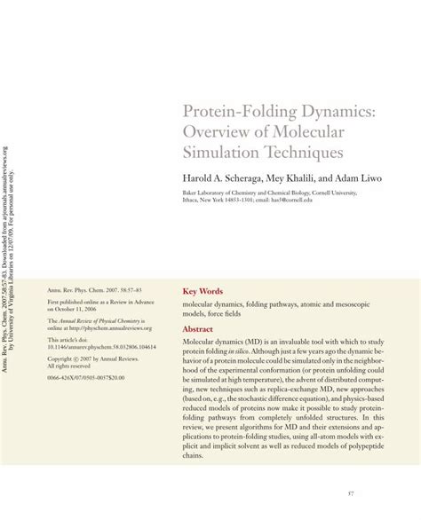 (PDF) Protein-Folding Dynamics: Overview of Molecular Simulation ...