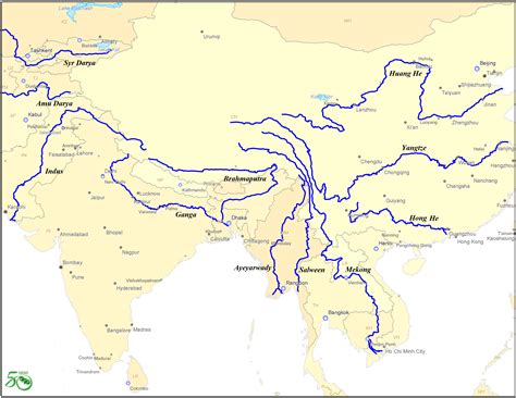 Major river systems originating out of the Tibetan and surrounding ...