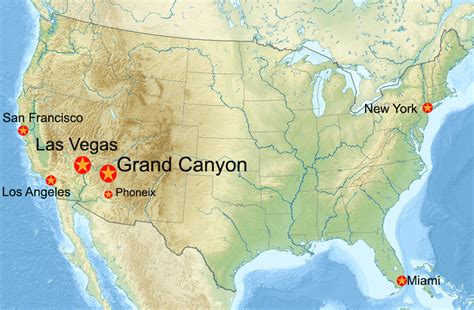 mappa USA con Grand Canyon