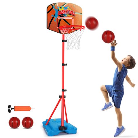 Buy Toddler Basketball Hoop Stand Adjustable Height 2.5 ft -5.1 ft Mini ...