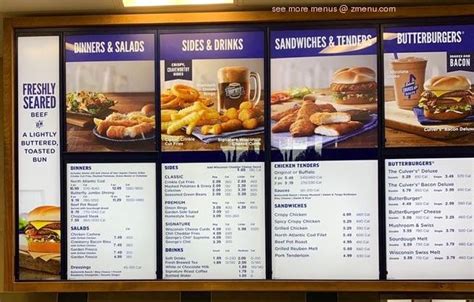 Menu at Culver's restaurant, Pinellas Park