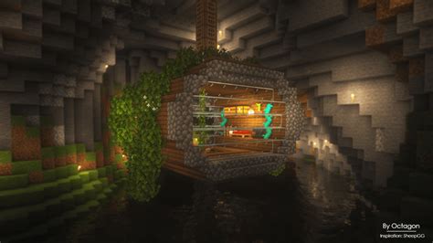 Cave house for new cave generation : Minecraft