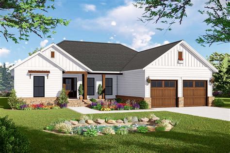 New American Ranch Home Plan with Split Bed Layout - 51189MM ...