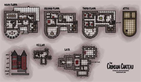 I made this map for the Ravenloft players out there: The Crimson Chateau [OC] : r/DnD