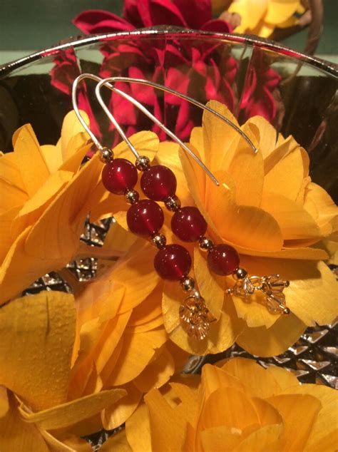 Red Carnelian Earrings Gold Beads Sterling Silver & Swarovski - Etsy