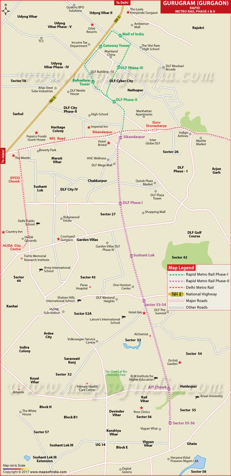 Gurugram (Gurgaon) Rapid Metro Rail Map