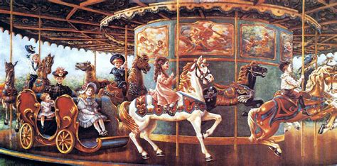 Victorian Carousel Calliope Carnival Fairground Brass Ring Matted Art ...