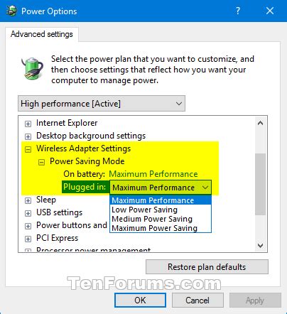 Add or Remove Wireless Adapter Settings in Power Options in Windows 10 ...