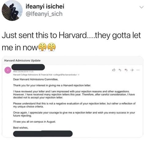 Harvard Rejection Letter | Relatable and Inspiring