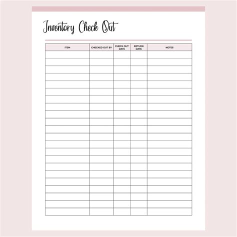 Printable Inventory Check-Out Tracking Form | Instant download PDF | A4 & US Letter – Plan Print ...