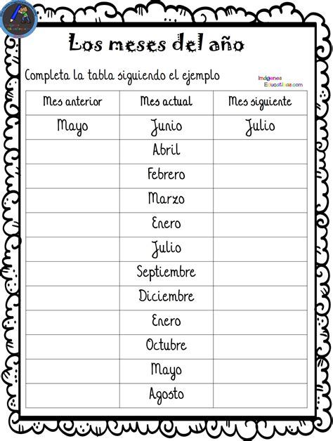 Fichas para aprender los meses y los días de la semana (4) – Imagenes Educativas