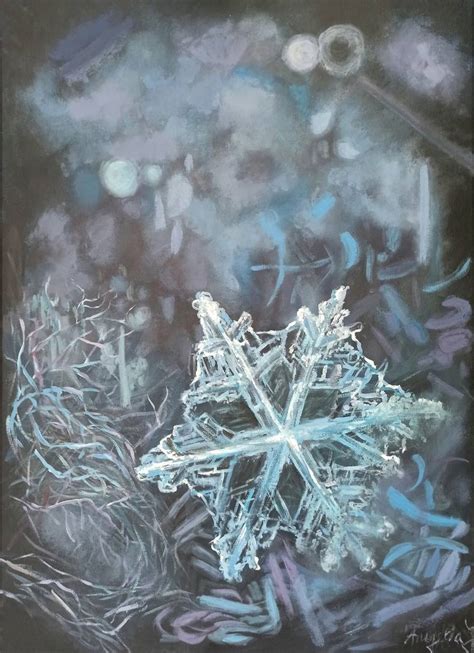 The universe of one snowflake Painting by Angelia Jecu | Saatchi Art