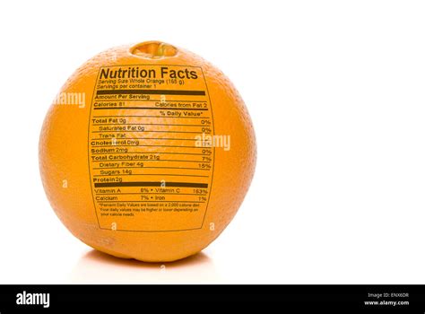 Orange Nutrition Facts Stock Photo - Alamy