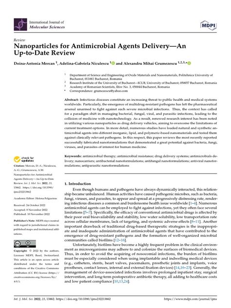 Nanoparticles For Antimicrobial Agents Delivery-An | PDF ...