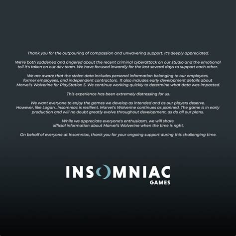 Insomniac Games Releases Statement After Leak of Wolverine Footage and ...