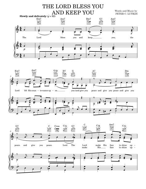 The lord bless you and keep you Sheet music for Piano, Vocals by Peter C. Lutkin Official ...