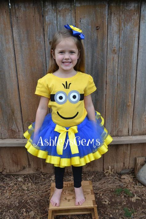 Minion Birthday Outfit, Minion Costume, Minion Birthday Dress, Minion Tutu, Ribbon Trim Tutu, Ke ...