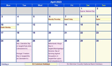 2023 Calendar With Holidays Printable April - IMAGESEE