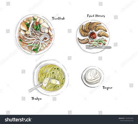 Jammu Kashmir Cuisine Illustration Momos Thukpa Stock Illustration ...