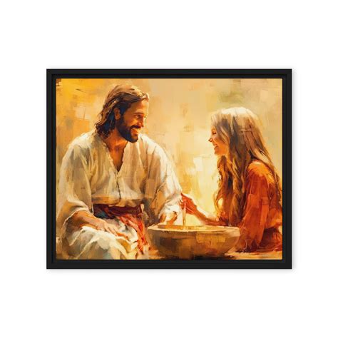 Jesus With the Samaritan Woman at the Well, Framed Canvas Wall Art ...