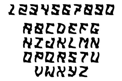 Scary font letters and numbers