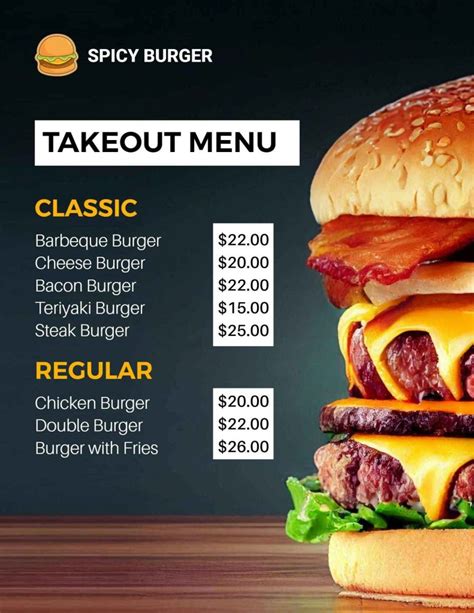 Burger Menu Design Ideas, Examples, and Samples