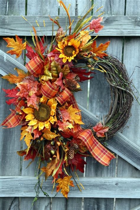 Fall Wreath with Sunflowers by sweetsomethingdesign on Etsy