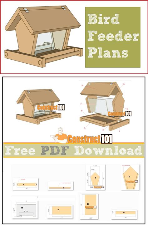 Build a Bird Feeder - PDF Download - Construct101 | Bird feeder plans, Wood bird feeder, Diy ...