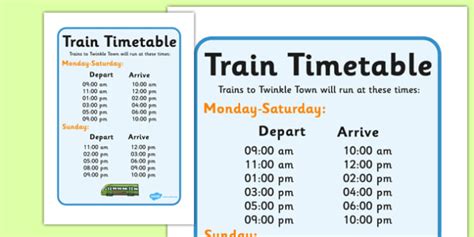 Train Station Timetables - ESL Train Station Resources