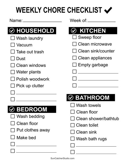 Weekly Chore Checklist Template