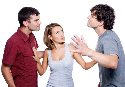 Men fight for the woman stock photo. Image of male, blond - 15280068