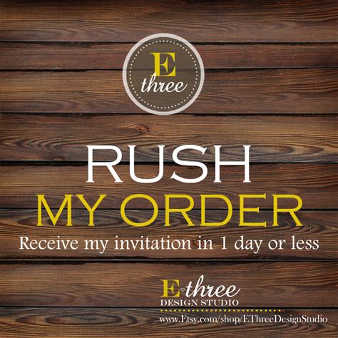 Rush Order Listing - E Three Designs Rush Order Fee for invitation Designs — E-Three Design Studio