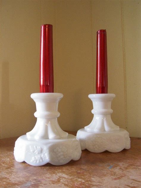 Vintage Milk Glass Candle Holders