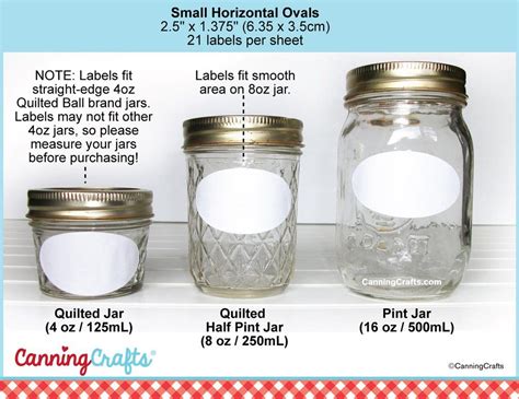 Canning Label Size Charts For Regular Wide Mouth Mason Jars Canning Jar Labels Mason Jars Labels ...