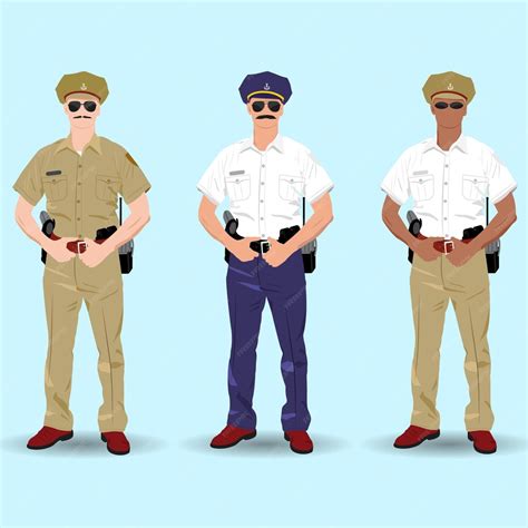 Premium Vector | Indian Police Uniform and Indian Traffic Police Uniform, Standing Policeman ...