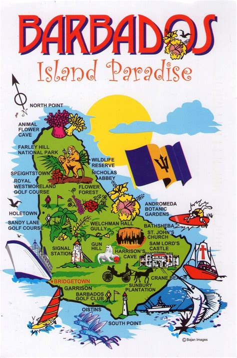 Large Barbados travel illustrated map | Barbados | North America | Mapsland | Maps of the World