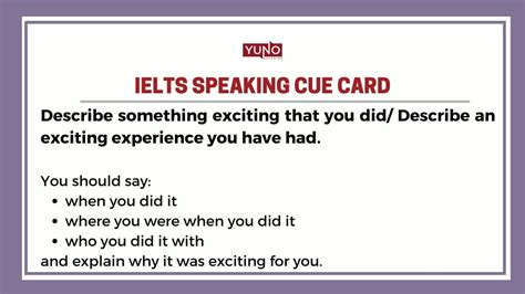 IELTS Speaking Task: Cue Card Question With Sample Answer on Exciting ...